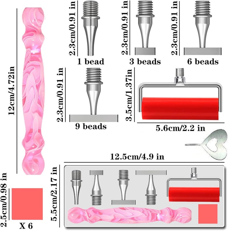 LEIYULY 13PCS Diamond Art Pen, with 1,3,6,9 Stainless Steel Nibs, Ergonomic Diamond Art Pen, 5D Diamond Painting Pens Tools, for Both Beginners and Experienced Diamond Artists - Image 2